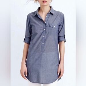 J. Crew Blue Long Sleeve Tunic Shirt